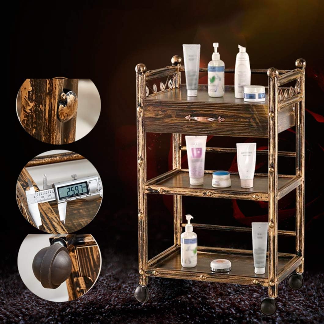 Retro Salon Hairdressing Trolley Hairdresser Barber Beauty Utility Cart,3-Tier Trolley with Drawers, Medical Carts,Spa Storage Systems: Home & Kitchen