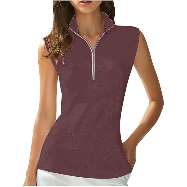 Amazon.com: Generic Women's Sleeveless Golf Shirts 1/4 Zip Tennis