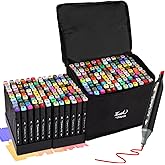 Hyrrt 120 Colors Dual Tips Alcohol Markers, Art Markers Pens with Pen Holder, Permanent Sketch Markers Set for Kids Adults Coloring,Painting, Sketching, Illustrations
