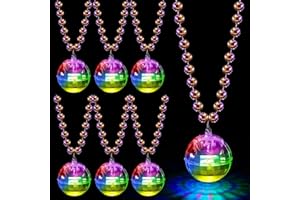 Henoyso 6 Pcs LED Disco Ball Necklaces Light up Necklaces 70s Party Decorations Accessories Women Disco Ball Costume Party Favors for Women Dance Supply