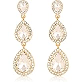Vintage Rhinestone Teardrop Dangle Earrings Long Dangling Drop Earrings Crystal Chandelier Earrings for Women Wedding Bridal Prom