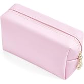 PU Leather Cosmetic Bag for Women Minimalism Makeup Bag for Daily Use Portable Storage Purse Small Neat Cosmetic Pouch Water-resistant Toiletry Bag for Travel (Voilet Pink)