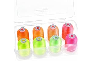 New brothread - 20 Options - 8 Snap Spools of 1000m Each Polyester Embroidery Machine Thread with Clear Plastic Storage Box f