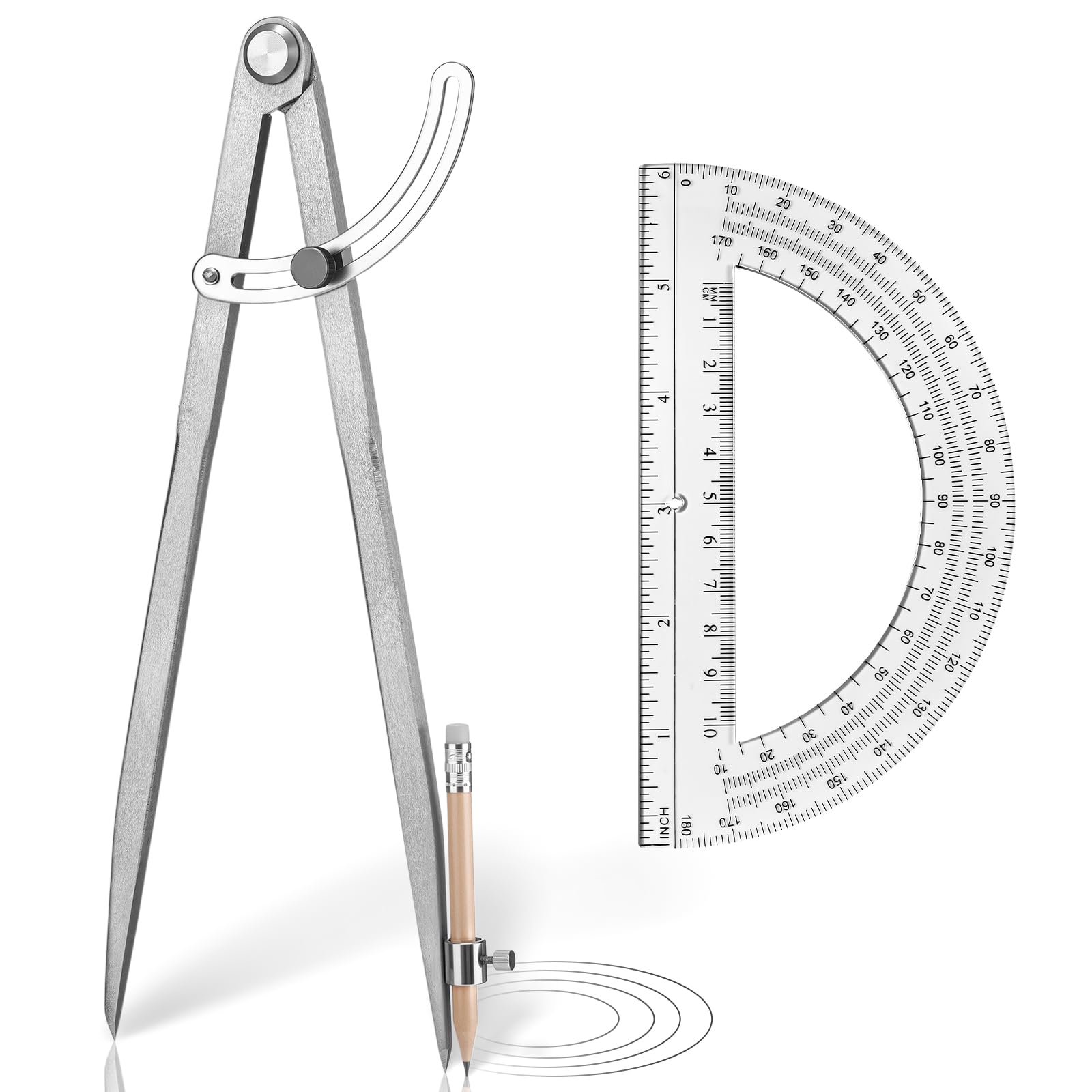 Zonon Professional 12 Inch Large Compass with Wing for Woodworking and ...