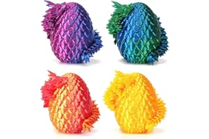 bgezxuy 4 Pcs Mini 3D Printed Dragon Eggs with Dragons Inside, Articulated Crystal Dragon in Dinosaur Egg, Birthdays, Halloween Decorations Indoor Outdoor for Girls Boys (MINI-LD)