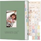 Vienrose Baby Photo Album 4x6 300 Pockets, Linen Cover Picture Album with Memo Area, Kids Photo Album for Baby Girl Boy, Newborn Family Memory Book Keepsake Green