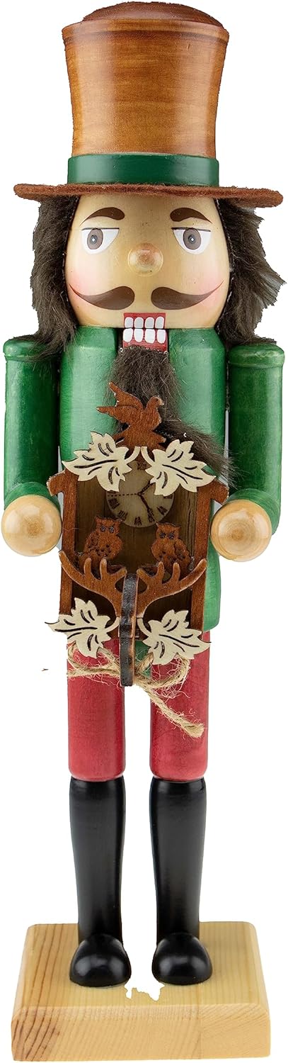 Nutcrackers - Clever Creations Cuckoo German 14 Inch Traditional Wooden Nutcracker, Festive Christmas Décor for Shelves and Tables