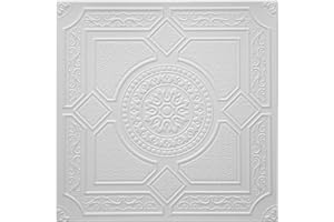 Styro Pro Decorative Styrofoam Ceiling Tiles to Cover Popcorn. Classic Design. Easy DIY Glue up Application on Any Flat Surfa