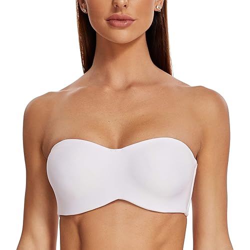 MELENECA Women's Strapless Bra for Large Bust Minimizer Unlined Bandeau with Underwire