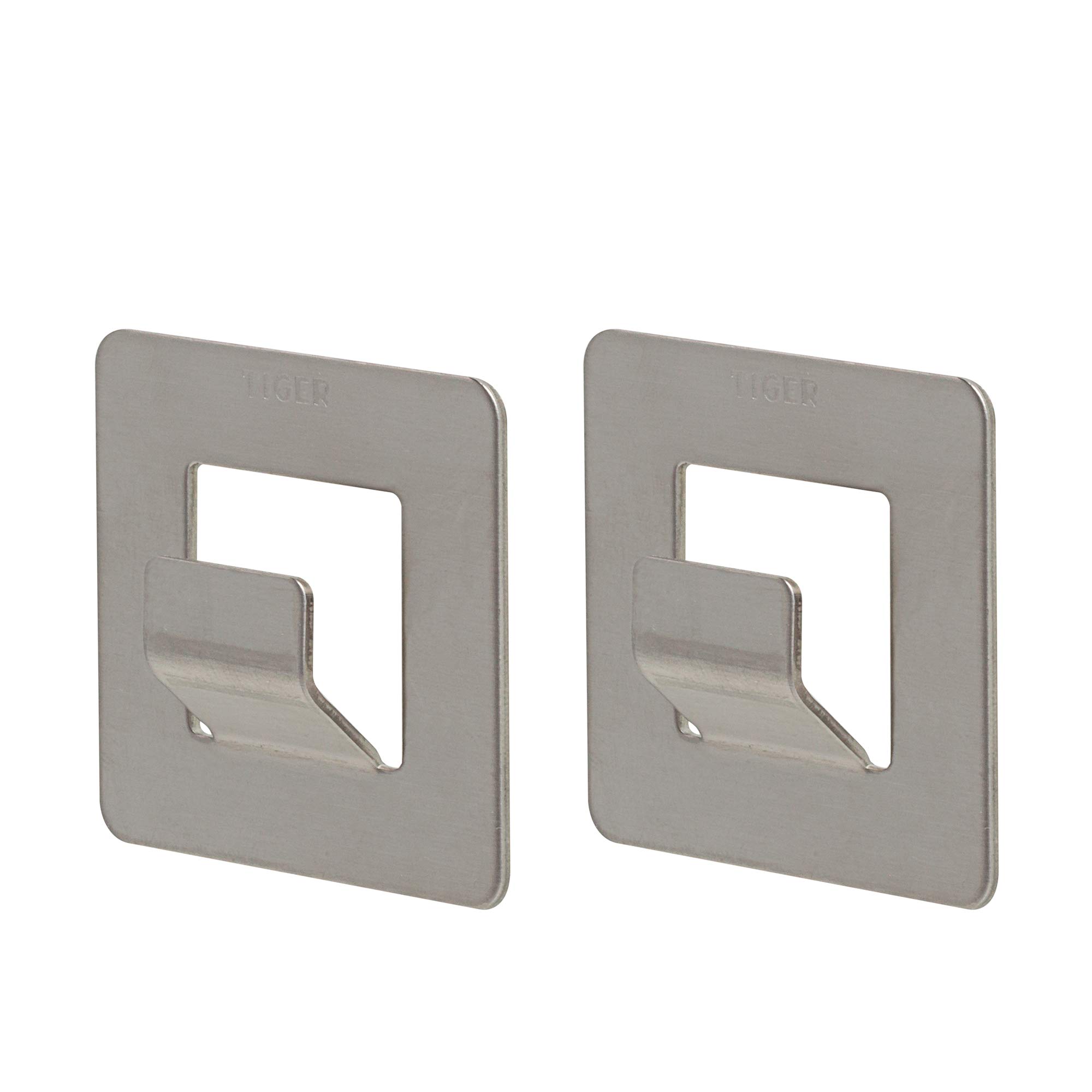 Tiger Open, Towel hook, Brushed stainless steel (set of 2), 13x50x50mm