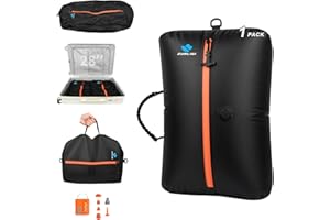 Zurligi Vacuum Compression Bag with Pump for Travel - IPX8 Waterproof Reusable Vacuum Packing Cube, 39L Carry-On Vacuum Seal 