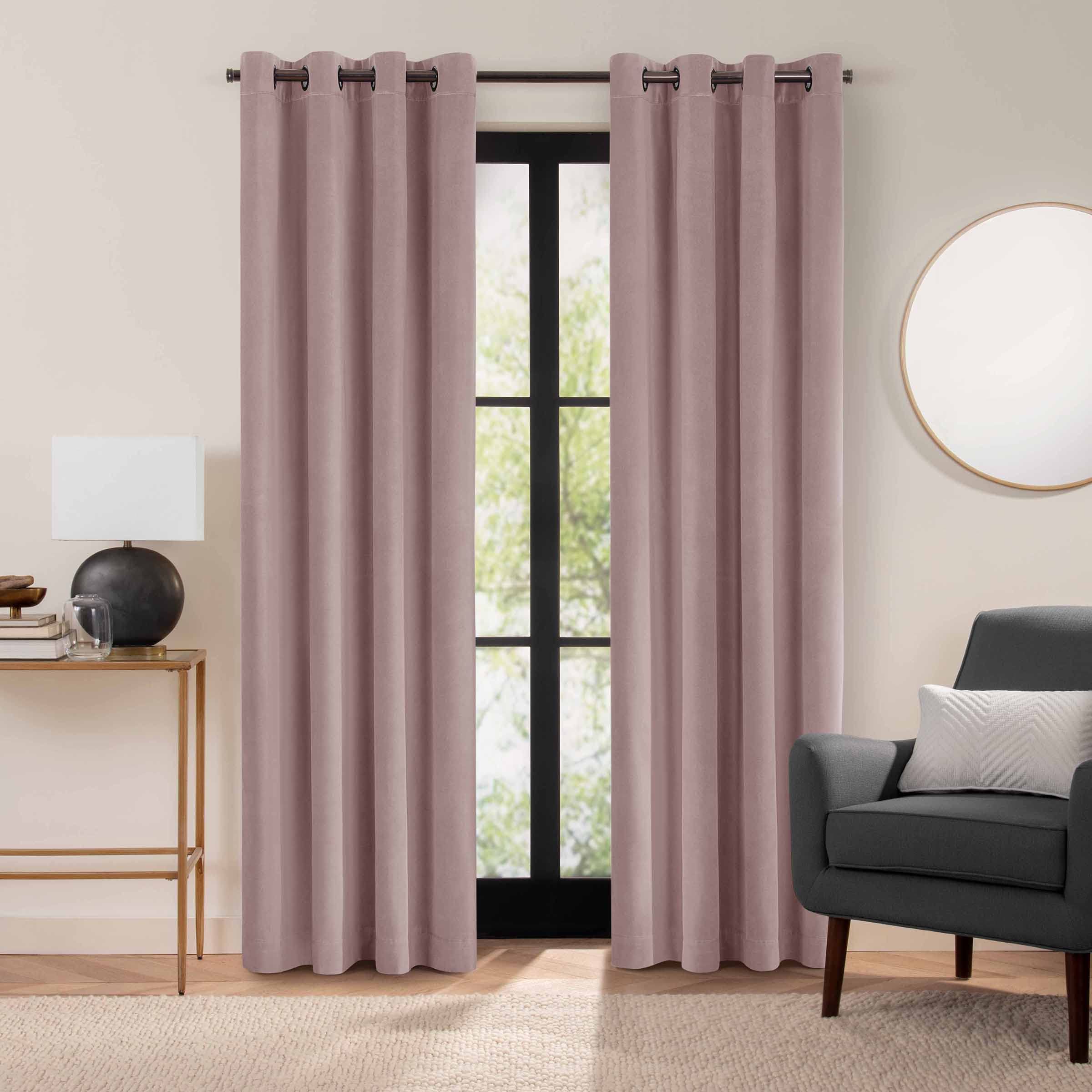 Photo 1 of Eclipse Luxury Cotton Velvet 100% Blackout Grommet 108" x 50" Curtain Window Panel in Dusty Rose