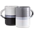 Coffee Mugs Set of 2-18Oz Microwave & Dishwasher Safe Unique Style Ombre Printed Coffee Mug - Durable Stoneware Coffee Cups for Tea, Latte & Hot Chocolate (Black & Grey)