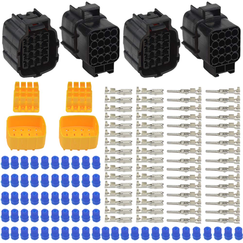 WMYCONGCONG 2 Kits 16 Pin Way Waterproof Electrical Connector Plug for Car Automotive (16 Pin)