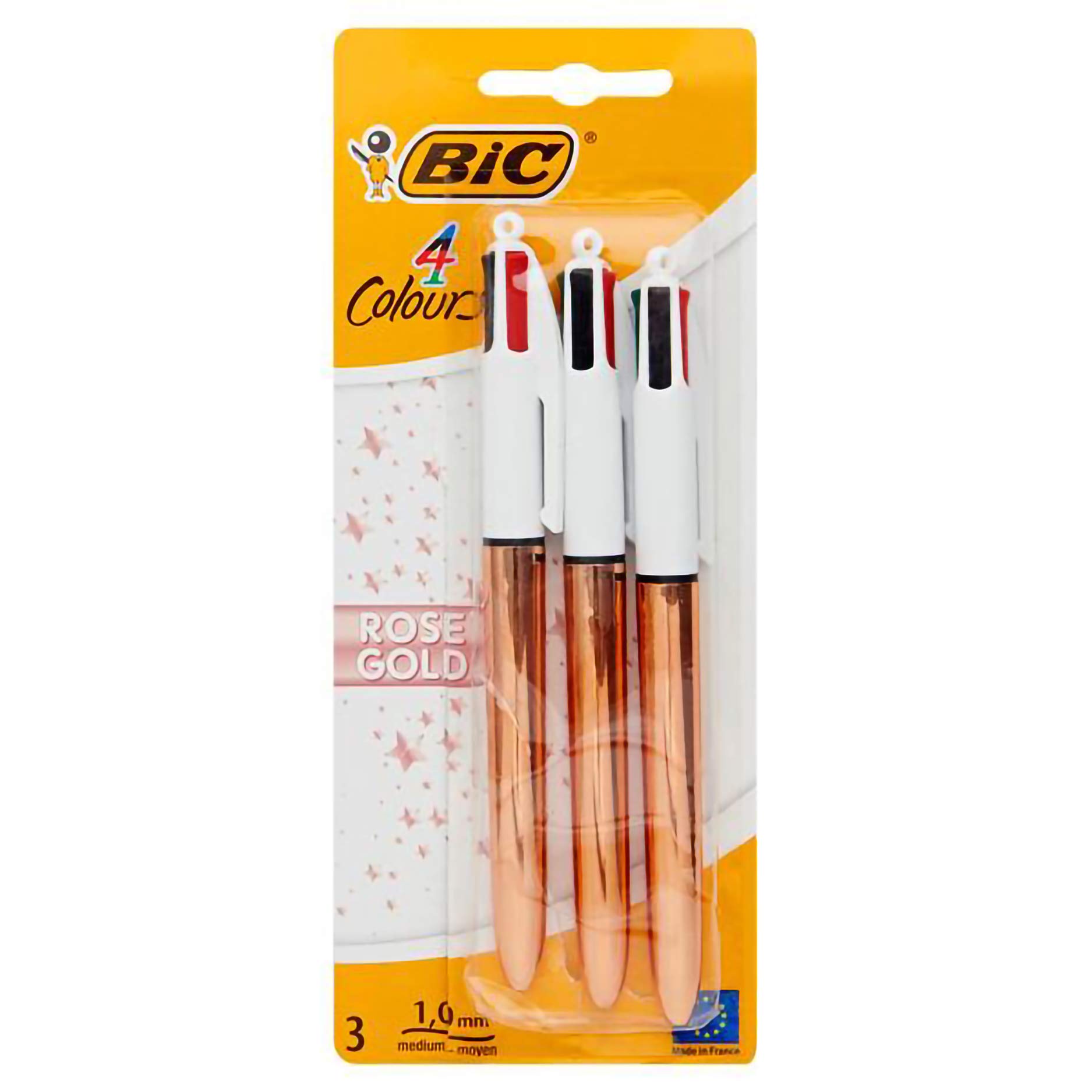 BIC B159893 – Set of 3 4 Colour Ballpoint Pens, Rose Gold