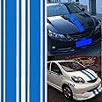 GKmow 2 PCS Car Hood Stickers, Modified Racing Vinyl Stripe Decals, Hood Bumper Decorations, Universal Body Stickers for Most Cars (Blue)