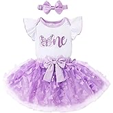 YOUNGER TREE Baby Girls 1st Birthday Outfit ONE Romper Tulle Tutu Skirt with Headband Sets Baby First Princess Dress
