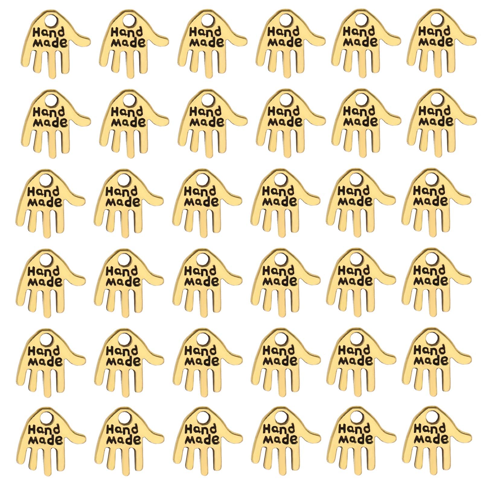 eMagTech 150Pcs Hand Charms Metal Charms Pendants in Hand Shape Handmade Charms Decorative Accessories for DIY Making Crafts Necklace Bracelets Earrings in Gold