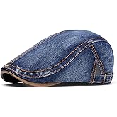 Quanhaigou Unisex Denim Newsboy Hats Flat Ivy Gatsby Cabbie Driving Berets Hat Cotton Dad Cap for Men Women