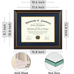 Luminary 11x14 Wood Diploma Frame with 8.5 x 11