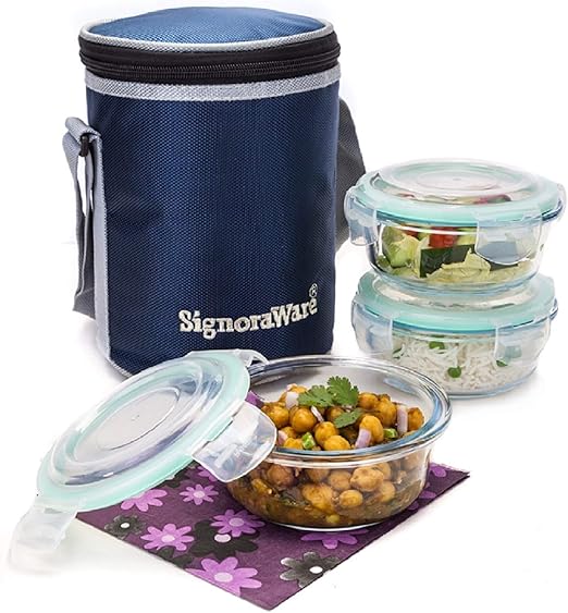 signoraware executive glass lunch box