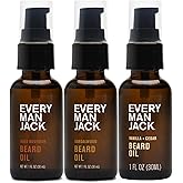 Every Man Jack Beard Oil Gift Set for Men – Full Size 3-pack - Sandalwood, Vanilla + Cedar & Aged Bourbon Scents – Softens Beard + Adds Shine - Naturally Derived w/Shea Butter – 1 fl oz (3 Pack)