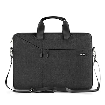 WIWU Tablet Tasche, 15-15.6 Zoll Schultertasche, Wasserdichte Nylon Laptop Tasche Aktentasche (Schwarz, 15 Zoll)
