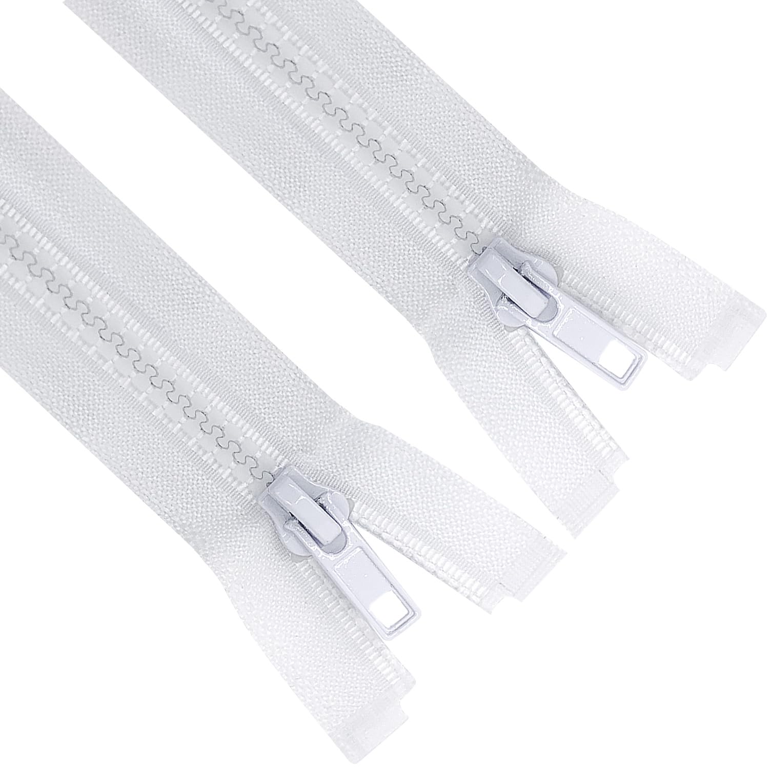 Sawoake 2PCS #5 5 Inch Separating Jacket Zippers for Sewing Coats Jacket Zipper White Molded Plastic Zippers Bulk Tailor DIY Sewing Tools for Garment/Bags/Home Textile