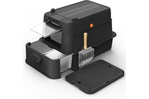 Wooaidagg Stainless Steel Cat Litter Box with Lid, Large Enclosed Detachable Metal Litter Tray with Scoop and Mat for All Cat