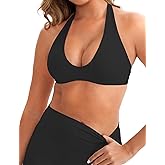 GUWIDEO Halter Sports Bra for Women Longline Strappy Open Back Yoga Bra Removable Cups Workout Gym