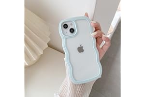 QLTYPRI Compatible with iPhone 13 Case/iPhone 14 Case, Cute Curly Wave Frame Clear Case for Girls Women, Transparent Soft Sil