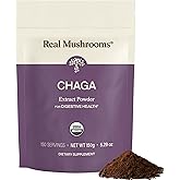Real Mushrooms Chaga Mushroom Powder – Organic Chaga Extract from Fruiting Body – for Wellness & Energy Support – Vegan, Non-GMO, 150 Servings – Mushroom Supplement for Daily Use
