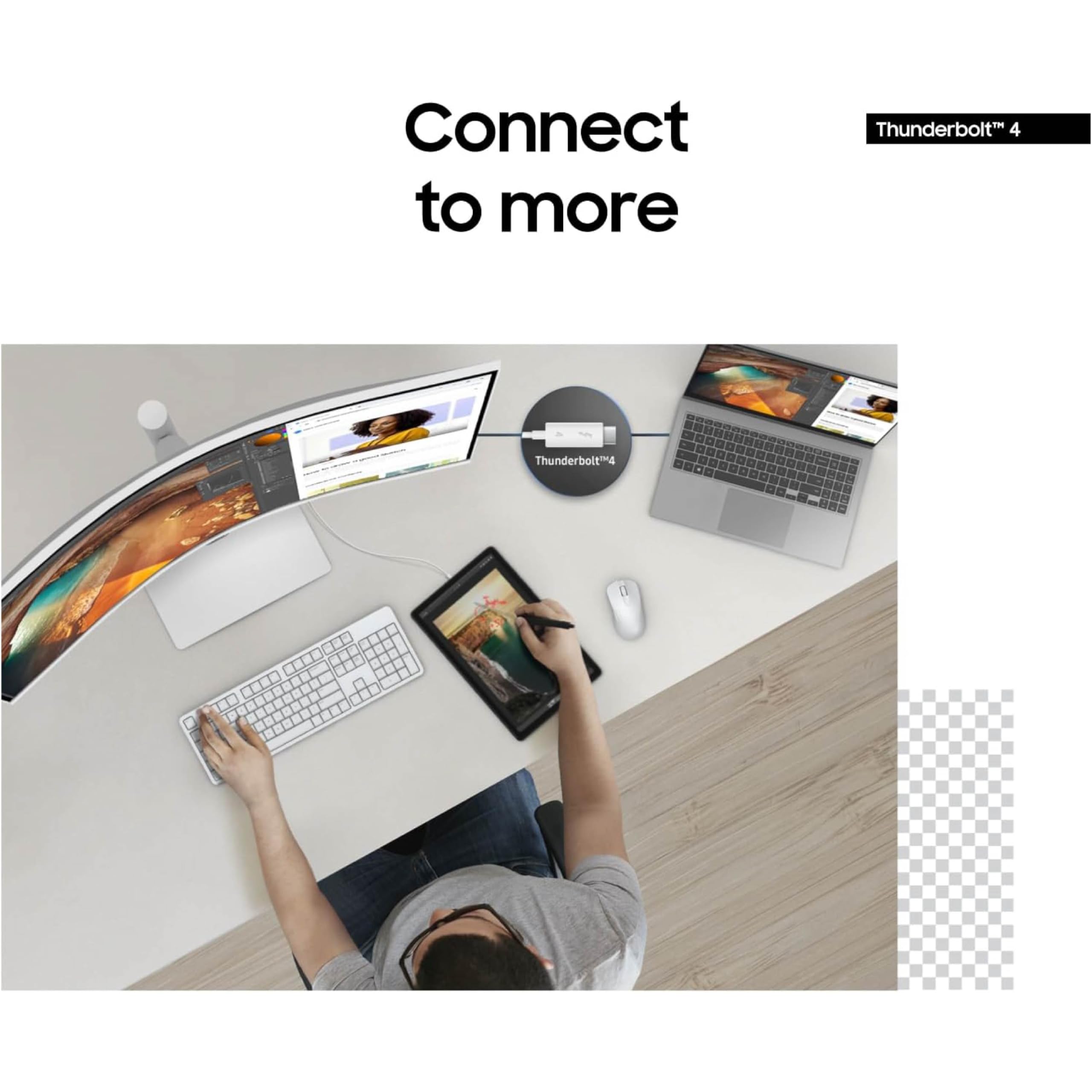 Samsung 34” ViewFinity (S65TC) Series Ultra-WQHD 1000R Curved Computer Monitor, HDR10, 100Hz, AMD FreeSync, Thunderbolt 4, Height Adjustable Stand, Built-in Speakers, Eye Care, LS34C650TANXGO, 2024