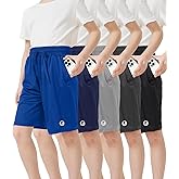 OCYMA 5 Pack Boys Athletic Shorts with Pockets Active Youth Basketball Shorts Quick Dry Kids Gym Soccer Shorts