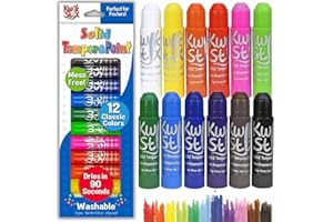 THE PENCIL GRIP Kwik Stix Solid Tempera Paint Sticks, 12 Colors, Washable Paint Sticks for Kids, Super Quick Drying, Non-Toxic, Allergen Free, Comes in Classic Rainbow Colors, Ideal for Kids and Toddlers