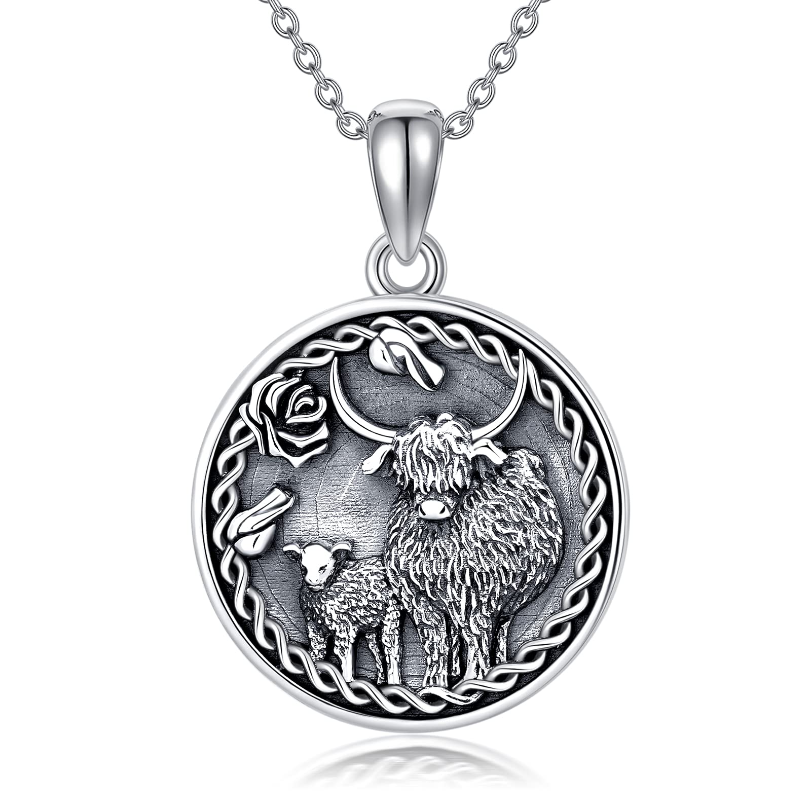 Highland Cow Necklace Sterling Silver Mother and Daughter Necklace Highland Cattle Mother Child Jewellery Gifts for Women Girls