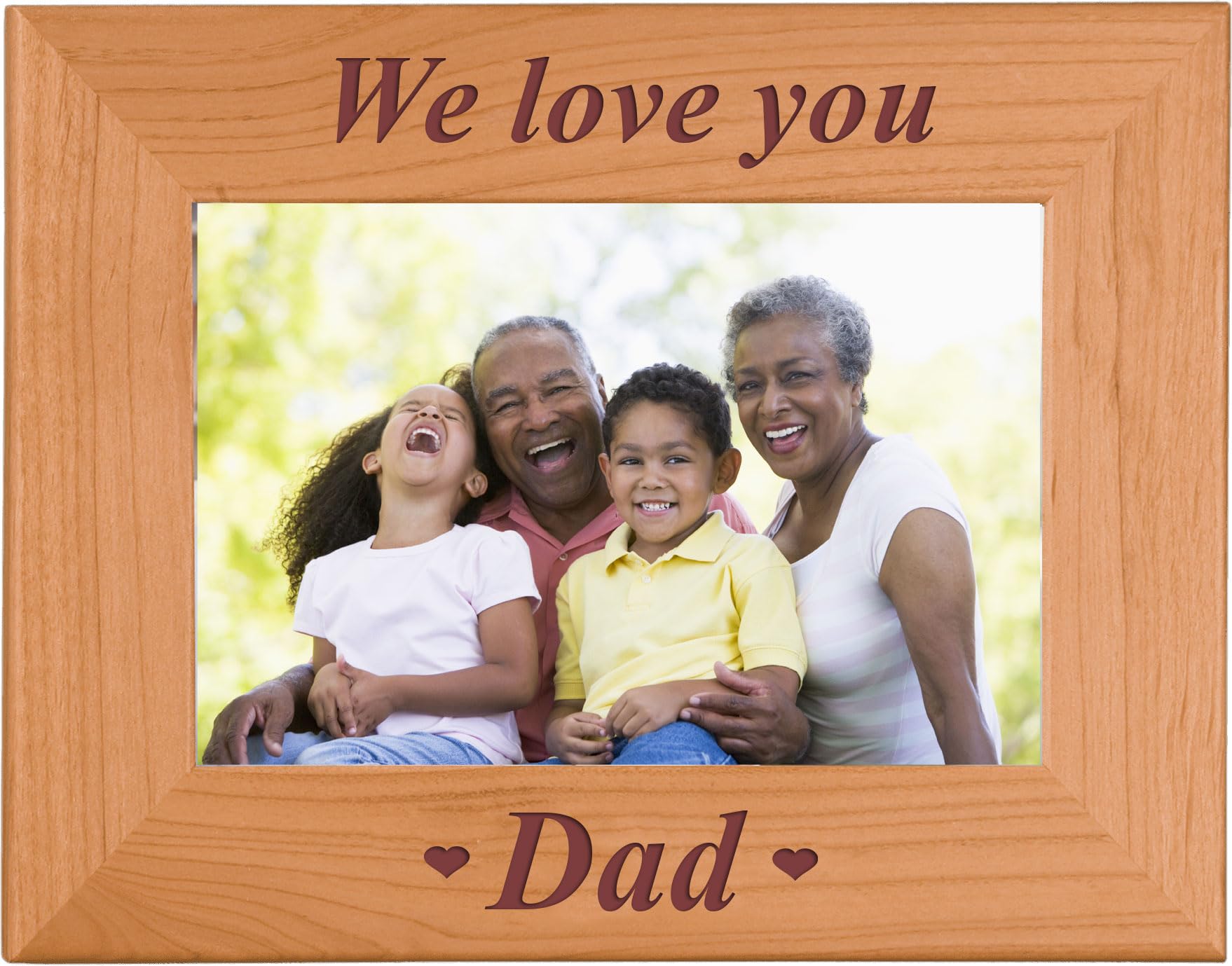 CustomGiftsNow We Love You Dad - Engraved Wood Picture Frame - Fits 4x6 inch Photo