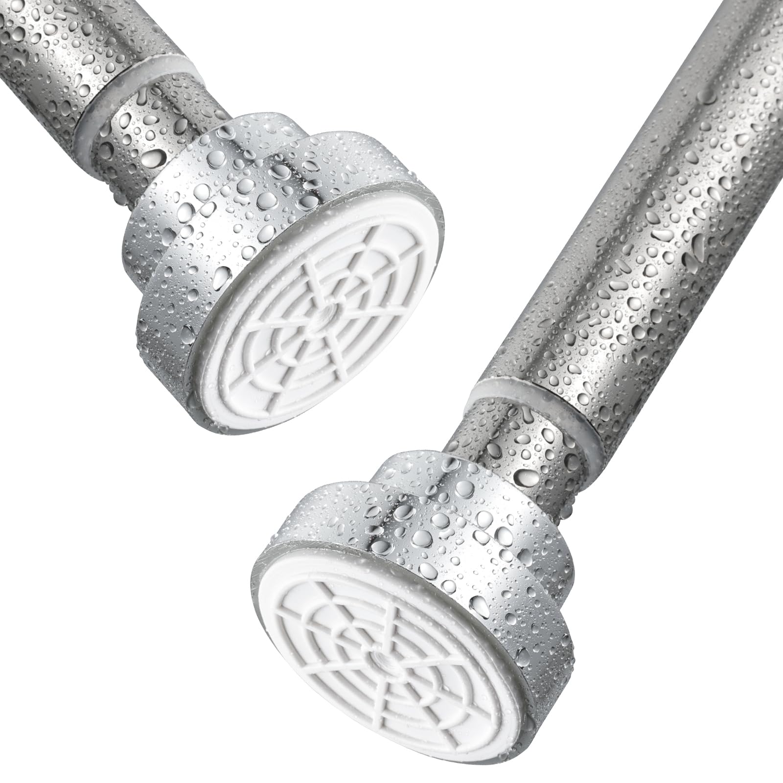 Shower Curtain Rod, Stainless Steel Extendable Shower Curtain Pole Tension Rods for Curtain No Drilling Shower Curtain Rail Net Curtain Poles for Bathroom Window Closet Kitchen Wardrobe 125-205cm