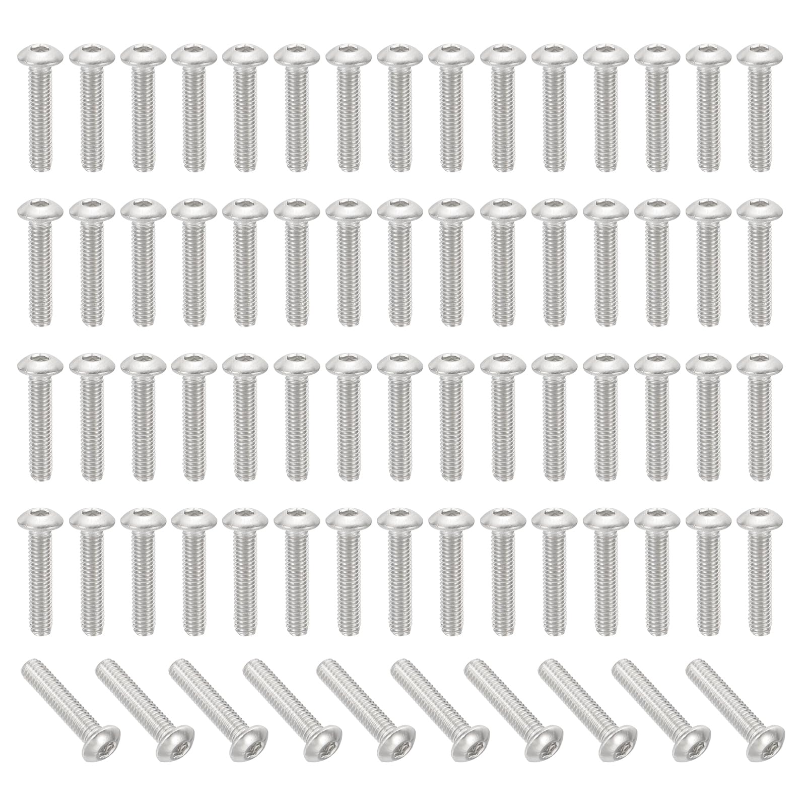 PATIKIL M3-0.5x14mm Button Head Socket Cap Screws, 100 Pcs 304 Stainless Steel 18-8 Hex Socket Cap Screw Bolts Allen Hex Drive Full Machine Thread