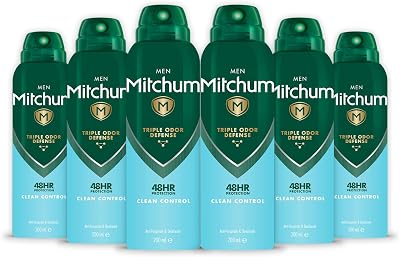 Mitchum Men Clean Control Triple Odour Defence 48HR Deodorant Spray 200ml (Pack