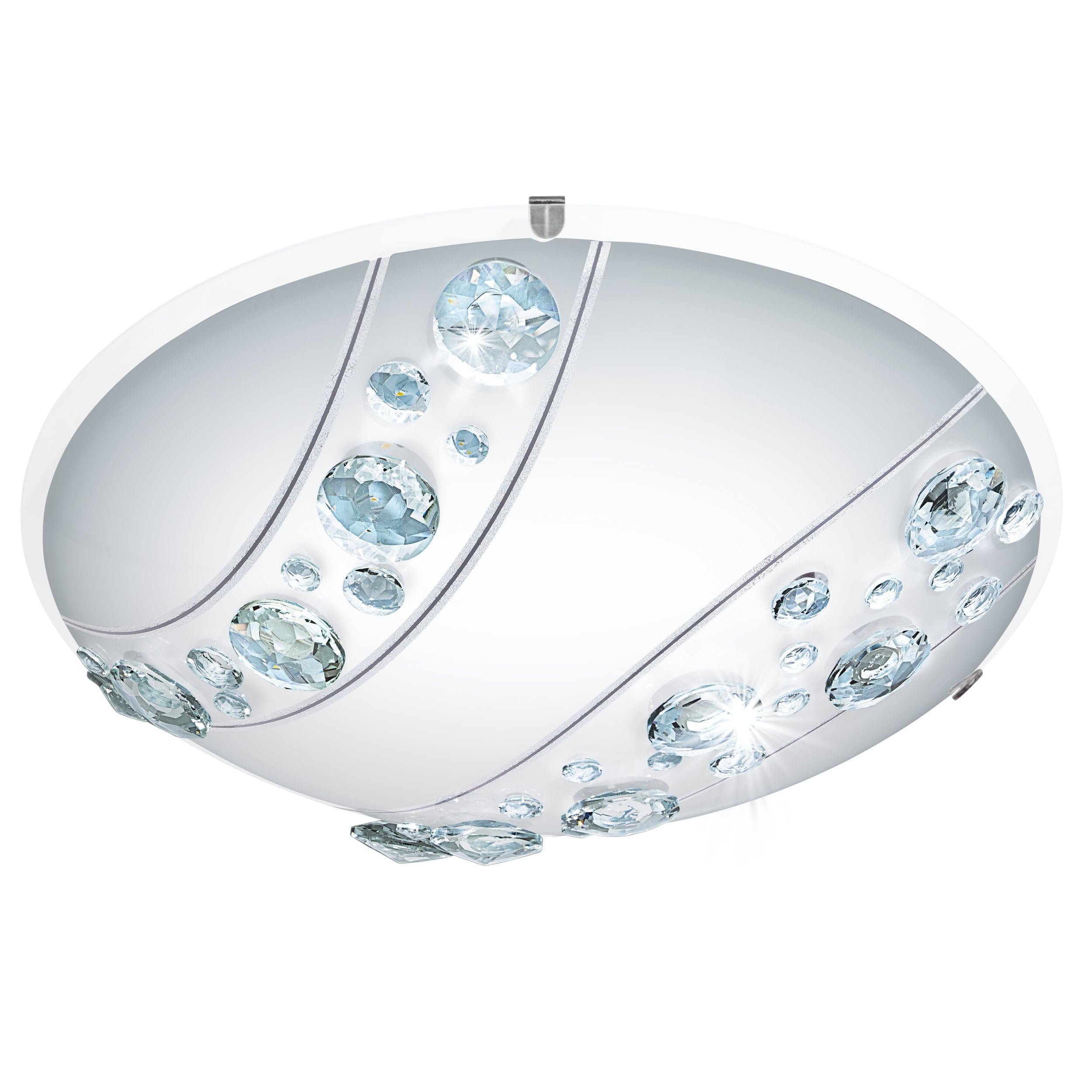 EGLO Nerini LED Ceiling Light, 1-Bulb Ceiling Light, Classic, Living Room Lamp Made of Metal, Glass with Crystals in White, Black, Clear, Bedroom Lamp, LED Hallway Lamp, Neutral White