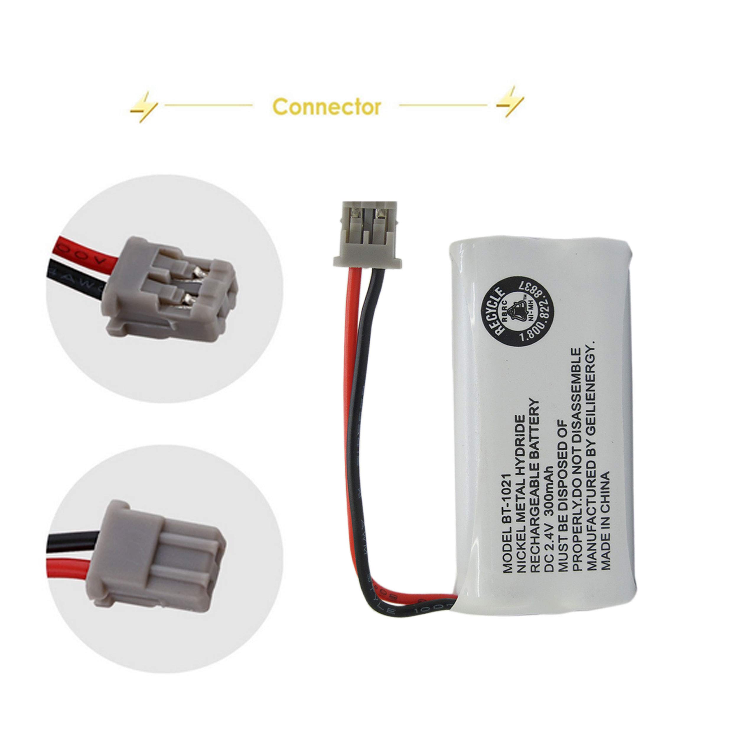 GEILIENERGY 2.4V 300mAh BT-1021 BBTG0798001 Cordles Phone Battery Compatible with Uniden BT1021 BT-1025 BT-1008 BT-1016 Empire CPH-515B Cordless Phone (2-Pack)