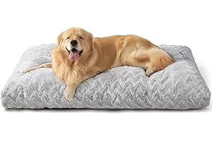 EHEYCIGA Washable Large Dog Bed for Crate 35x23 Inch, Reversible Kennel Pad for Dogs Weight Up to 45 lbs, Plush and Comfy Pet Sleeping Mat, Grey