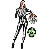 Spooktacular Creations Womens Skeleton Costume Glow in the Dark, Halloween Skeleton Bodysuit, Halloween Costumes for Adult