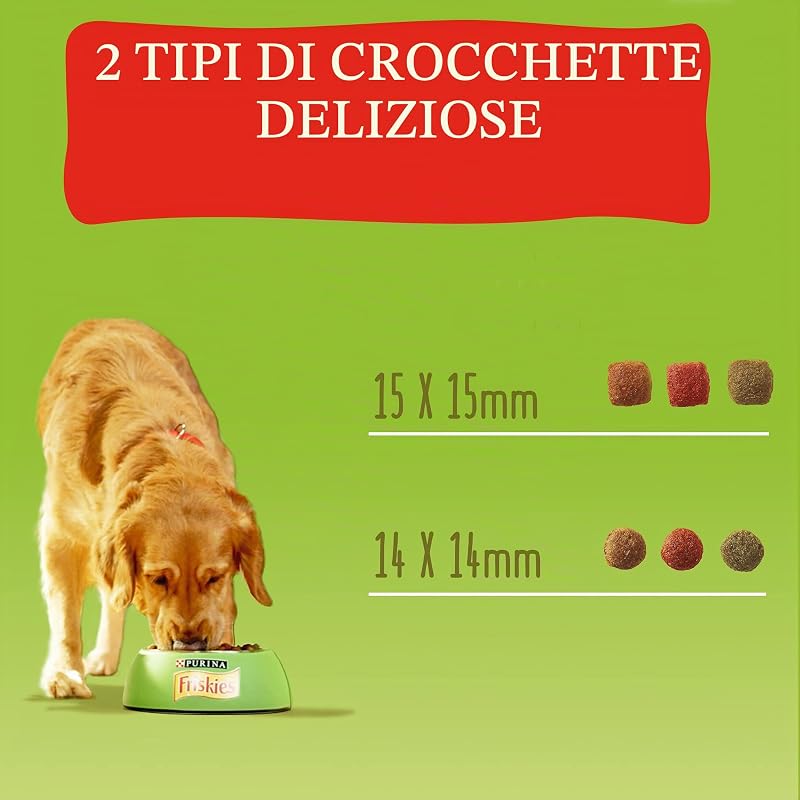 PURINA FRISKIES Crocchette Cane Adulto con Manzo, Cereali e Verdure Aggiunte, 15 kg