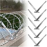 OYKSHDF 5 Pack Razor Wire V Bracket, Galvanized Steel Barbed Wire Fencing V Bracket, Easy Install Roll Concertina for top of Fence, Roll Cage Arm Extension Mount for Garden, Agricultural Fencing