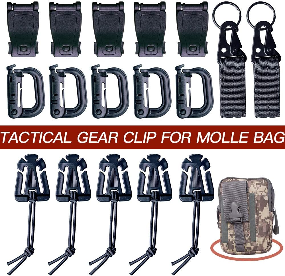 19pcs Tactical Gear Clip for Molle Bag,Backpack Attachment Clip Strap