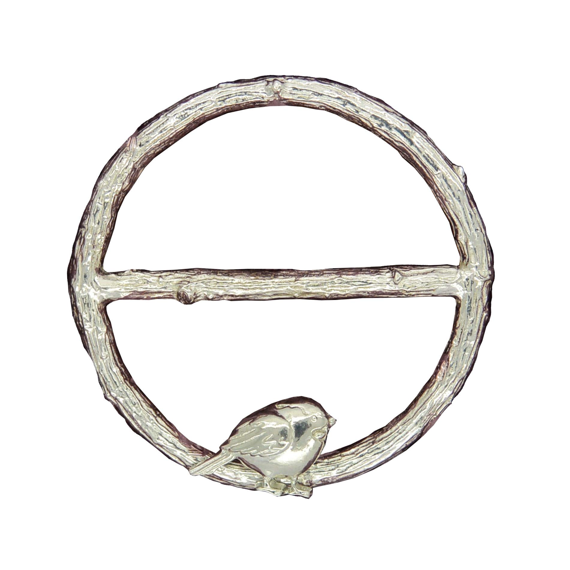 Robin Scarf Ring, Twig Scarf Ring, Handcast Pewter by William Sturt