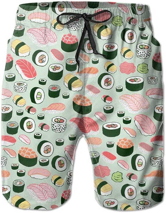 Amazon Co Jp メンズ サーフパンツ 美味しい寿司 海水パンツ ビーチパンツ ハーフパンツ ショートパンツ 吸汗 速乾 オシャレな柄 部屋着 海水浴 ファッション