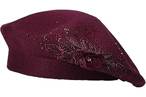 ZLYC Womens French Beret hat, Reversible Solid Color Mosaic Warm Beret Cap for Girls